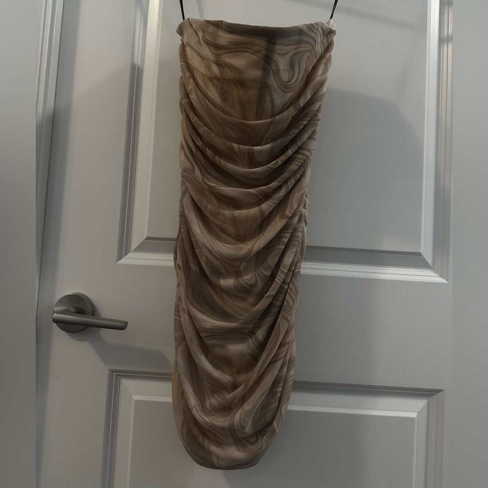 Forever 21 Strapless Nude/Brown Marble Corset Mini Dress